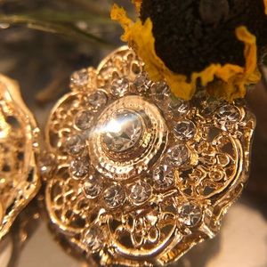 Vintage Rhinestone Gold Tone Earrings